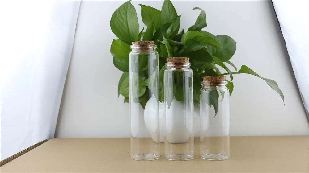 47mm Diameter 150ml 200ml 240ml Cork Crafts Glass Botttle Sub Jars Kitchen Storage Container Bottles In vitro Glass Jars 12PCS (1)