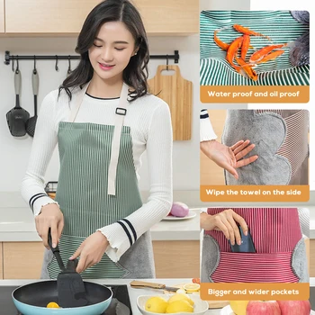 

Men Women Cooking Kitchen Restaurant Chef Bib Apron Classic Dress with Pocket Erase Hand Household Cleaning Tools Aprons 5