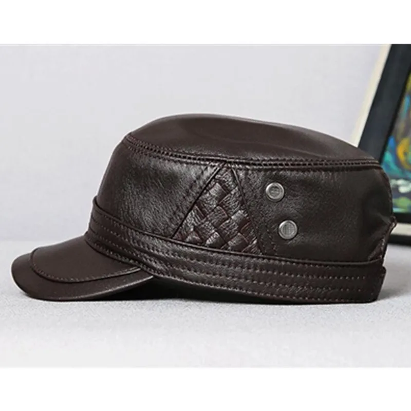 XdanqinX регулируемый размер мужская плоская кепка настоящая шляпа из натуральной кожи армейские кепки новая Овчина кожаная кепка мужская Bone бренды шапка s