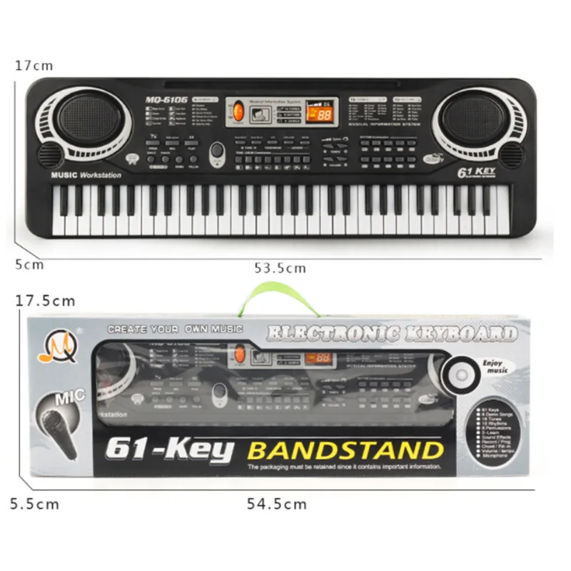 US Fashion Multi-function 61-key Music Electronic Piano Kids Early Education Toy