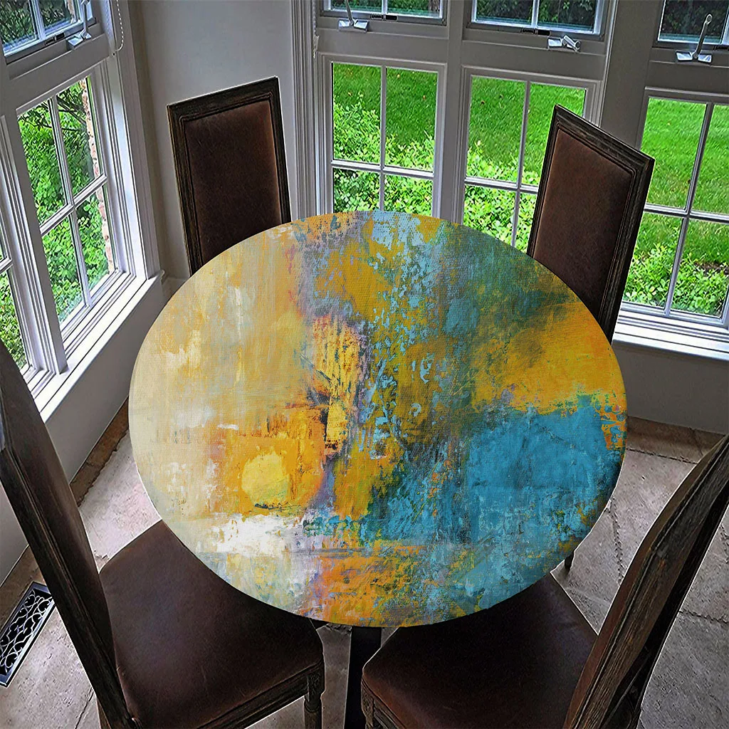 Waterproof Table Cover Fitted Tablecloth Round 55' Moisture-proof Reusable