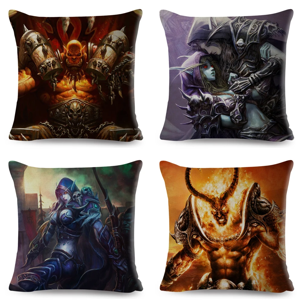 Горячие игры WOW украшение чехлов на подушки с мультипликационным принтом «Герой» Boss подушки с принтами для дивана Наволочка на подушку льняная наволочка 45x45 см