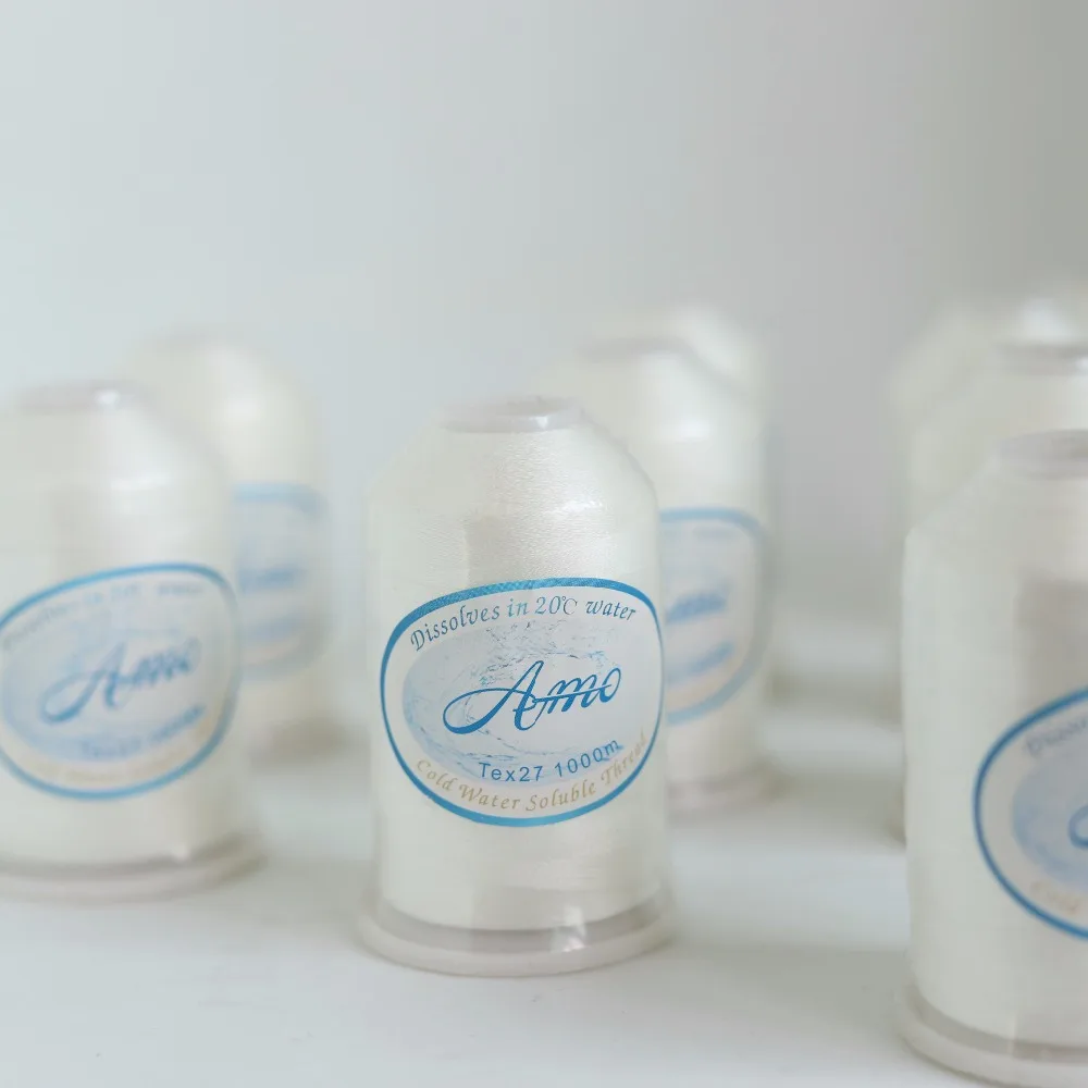 1000 м длинная НЕОБРАБОТАННАЯ белая Водорастворимая швейная нить 20C вымыть