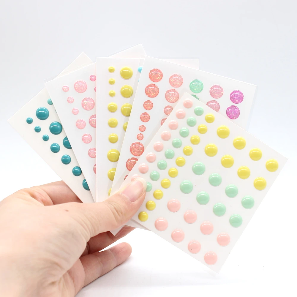 KSCRAFT 5pcs/set Sugar Sprinkles Self- adhesive Enamel Dots Resin Sticker for Scrapbooking/ DIY Crafts/ Card Making Decoration