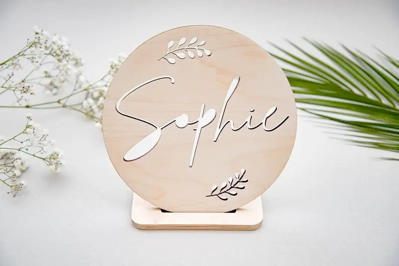 Personalized Announcement Sign Birth Name Wooden Newborn Photo Props New Baby Gift Nursery Baby Shower Nursery Decor Wooden