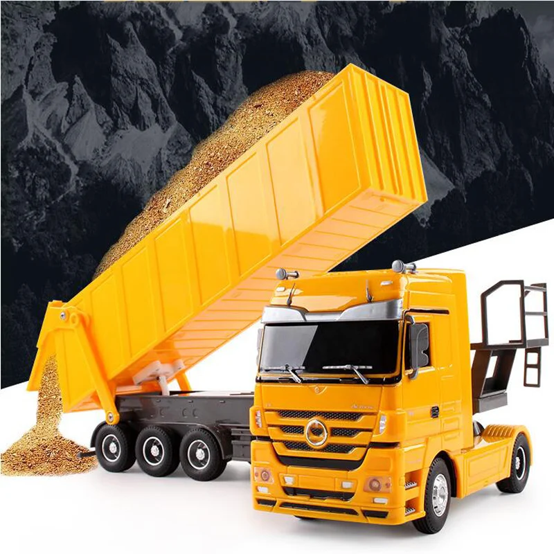 Children's Remote Control Toy Dump Truck Truck 2.4GHZ Remote Control Car Dump Truck Engineering Car Six-Way Remote Control Car