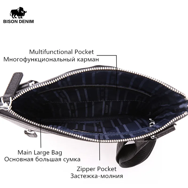 BISON DENIM модная роскошная мужская сумка из натуральной кожи на одно плечо сумки