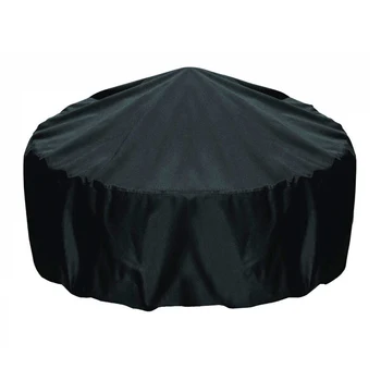 

Black Patio Round Fire Pit Cover Waterproof UV Protector Grill BBQ Shelter Outdoor Grill Covers