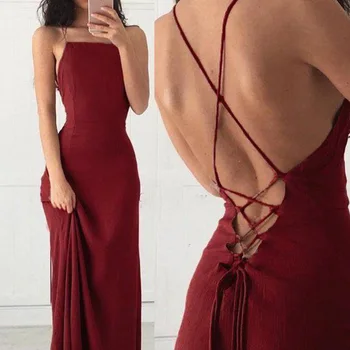 

Real Rill Spaghetti Straps Evening Dress Square Neck Lace Up Back Floor Length Straight Formal Evening Gown Long Dress For Party