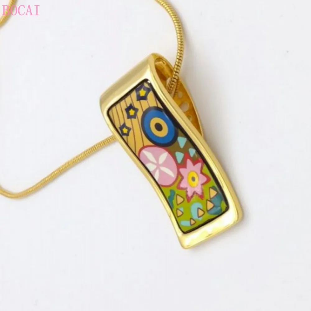 Pingentes para Mulher Bocaiwomen Cloisonne Esmalte Quadrado Pingente 2021 Nova Moda Jóias Alice Estilo Feminino 7 High Quality Joias e Acessórios