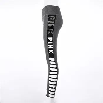 High Elastic Waist  leggings Pink Letter Print Hollow Out Leggings Patchwork Fitness Leggings  Sportswear Pants 5