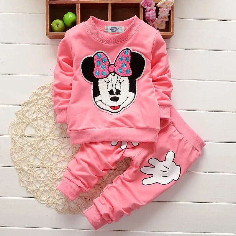 

Girls Clothing Set Spring Autumn Children's 2PCS Girls Clothes Flower Kids Clothes Cartoon Mickey