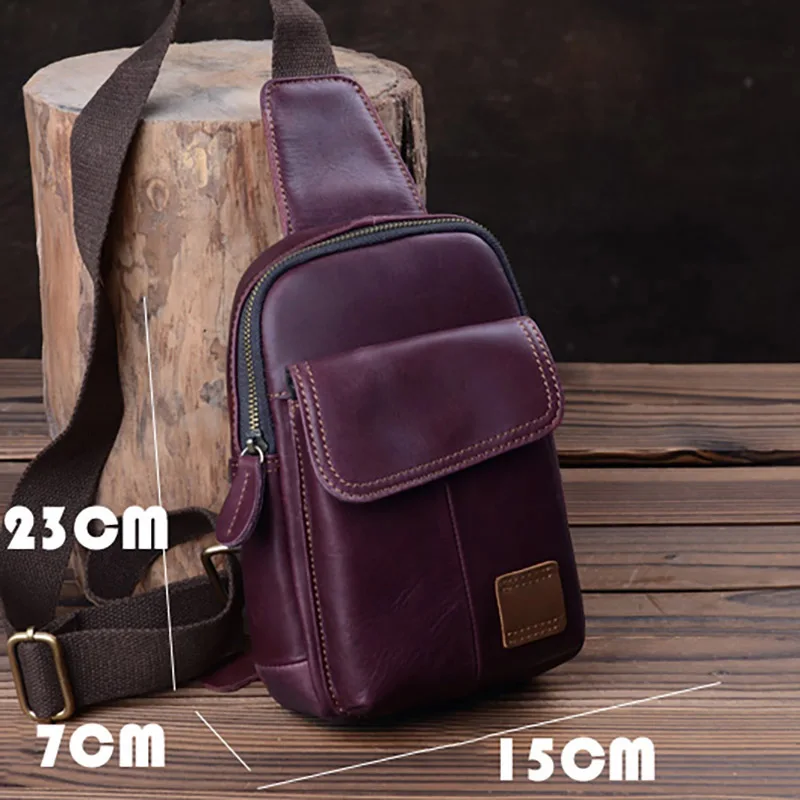 AETOO Vintage men's handmade leather bags, men's head leather one-shoulder bag, men's chest bag, men's leather trend slant bag