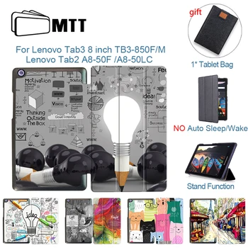 

MTT Case for For Lenovo Tab 2 8 inch A8-50F A8-50LC PU Leather Flip Stand Shell for Lenovo Tab 3 TB3-850F TB3-850M Tablet funda
