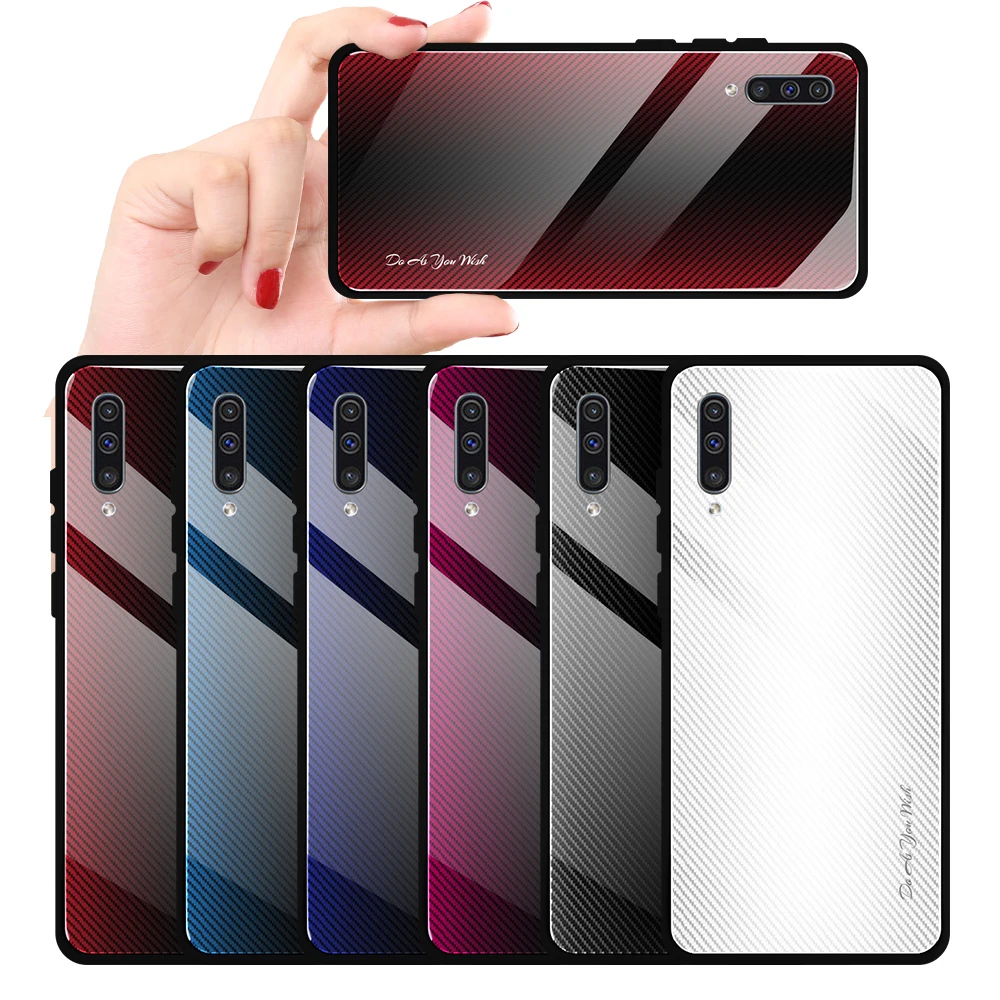 

For Samsung Galaxy A50 A70 A30 A20 Case Hard Tempered glass Gradient protect back cover case for samsung A10 A80 A90 A30s A50s