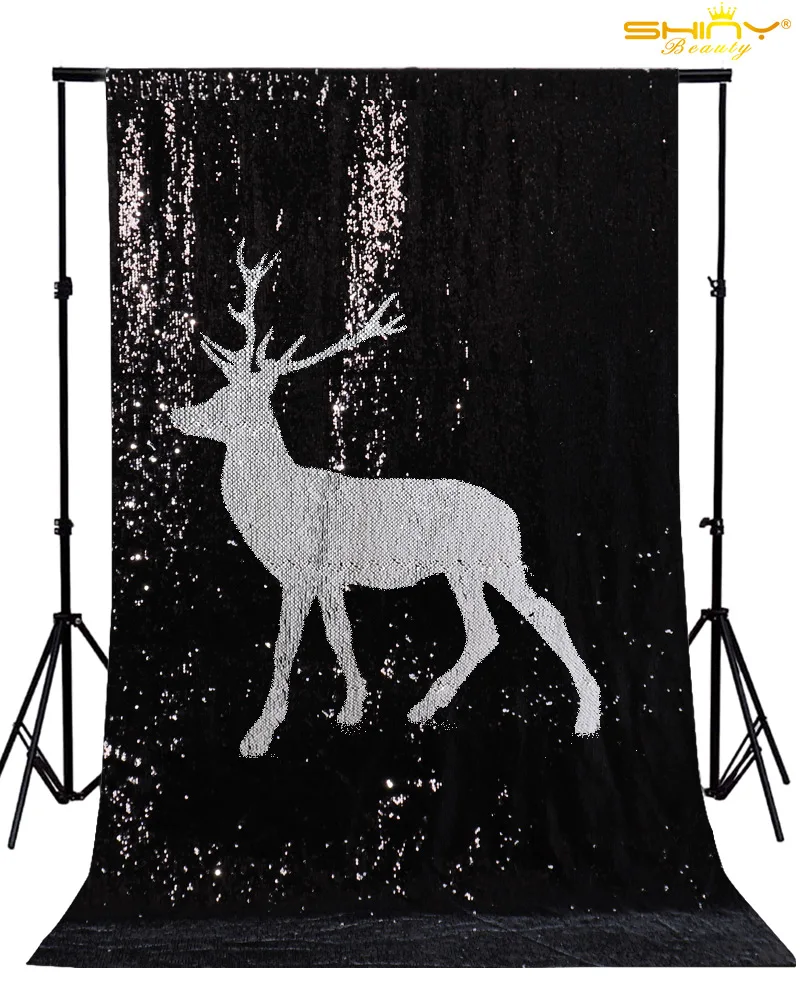 

Shimmer Black 4FT by 7FT Sequin Fabric Photography Backdrop Mermaid Sequin Curtain for Halloween Wedding/Party Christmas Day