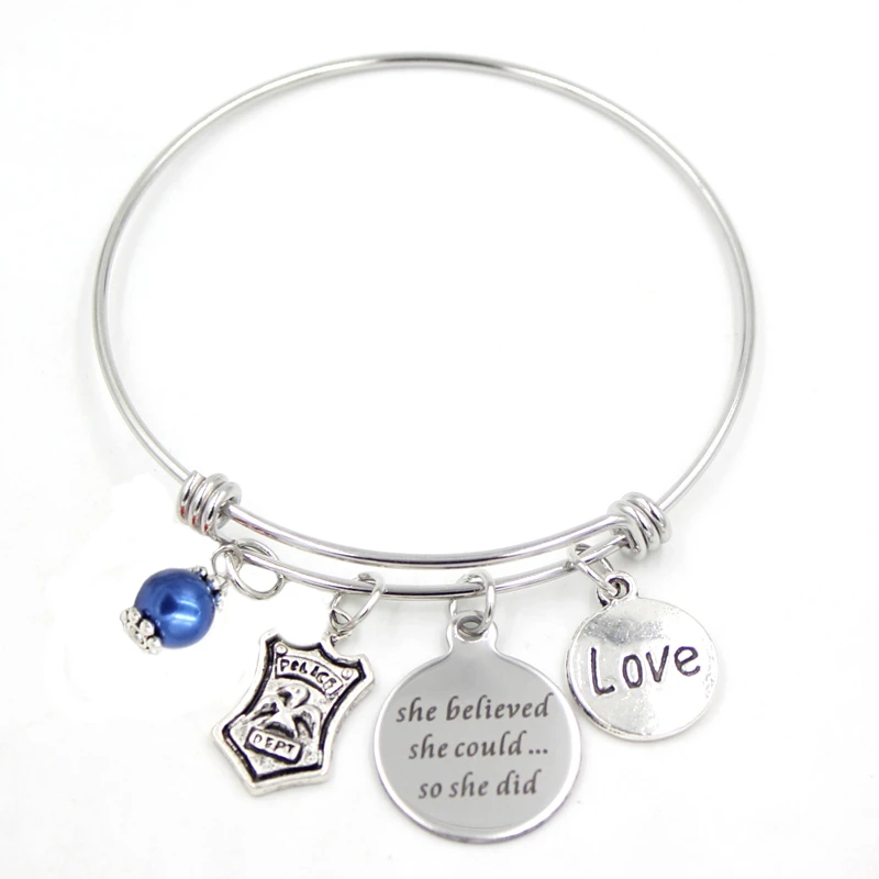 Police Bracelet Police Wife Bangle Police Officer Gift Police Graduate Jewelry Gifts For Police Women 1pc Stainless Steel Bangle Charm Bracelets Aliexpress