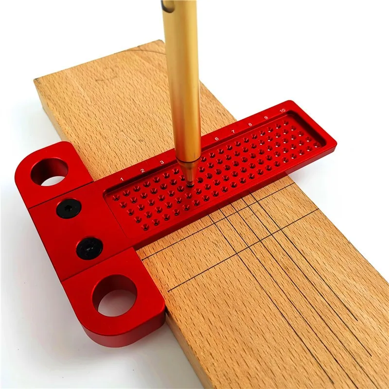 T-type Crossed Ruler Hole Scribing Measuring Wood Gauge Woodworking Scriber Tool