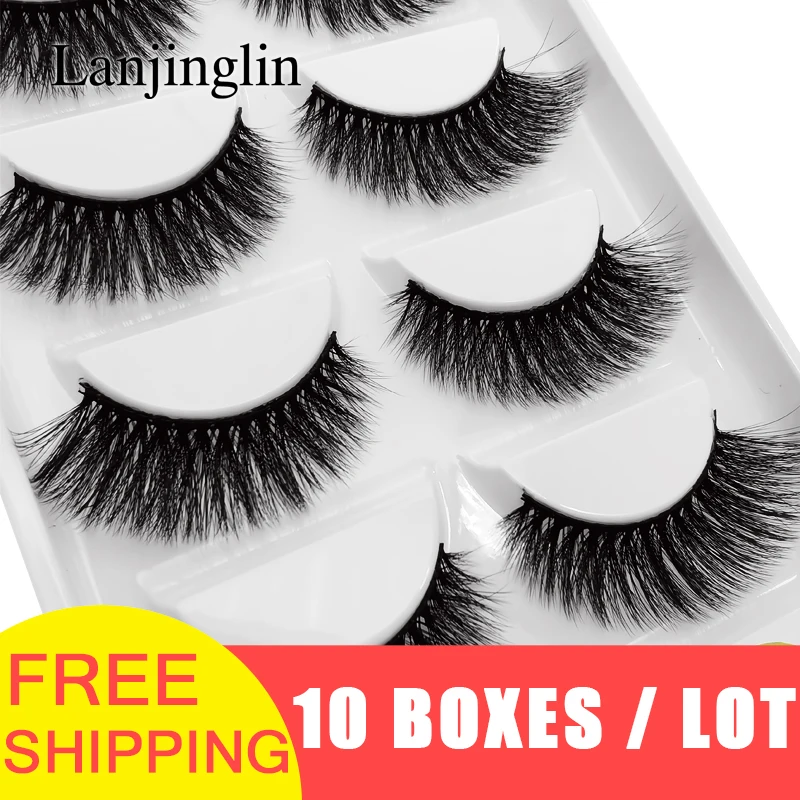 LANJINGLIN 10 коробок/лот норковые ресницы натуральные длинные накладные ресницы ручная работа Мягкие 3d норковые ресницы макияж Искусственные ресницы G808
