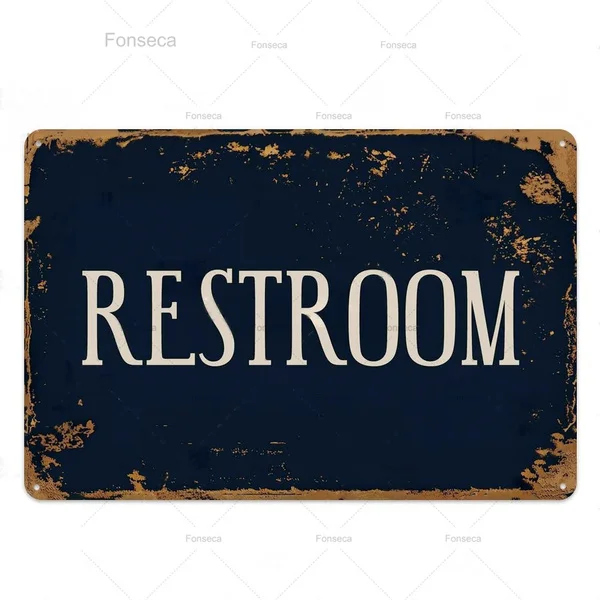 Toilet Sign Plaque Metal Vintage Bathroom Metal Sign Tin Sign Wall