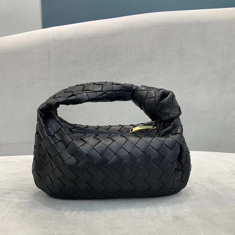 

Genuine Leather Knitting Women Handbags and Purses Casual Tote Leather Criss-Cross High Quality Women Clutch Shoulder Bag