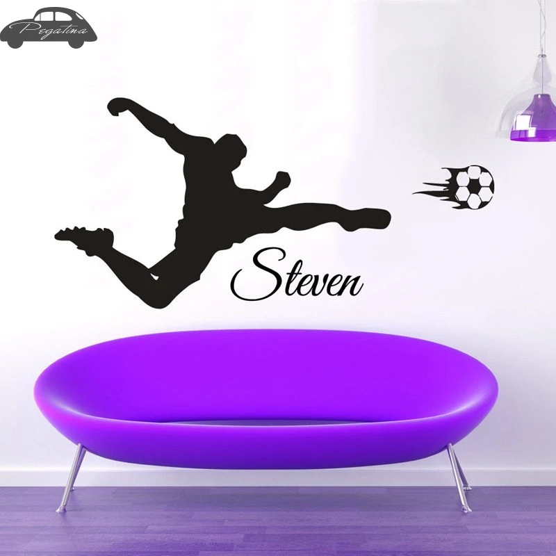 Football Sticker Soccer Decal Kids Room Name Posters Vinyl Wall Decals Car Parede Decor Mural Football Sticker