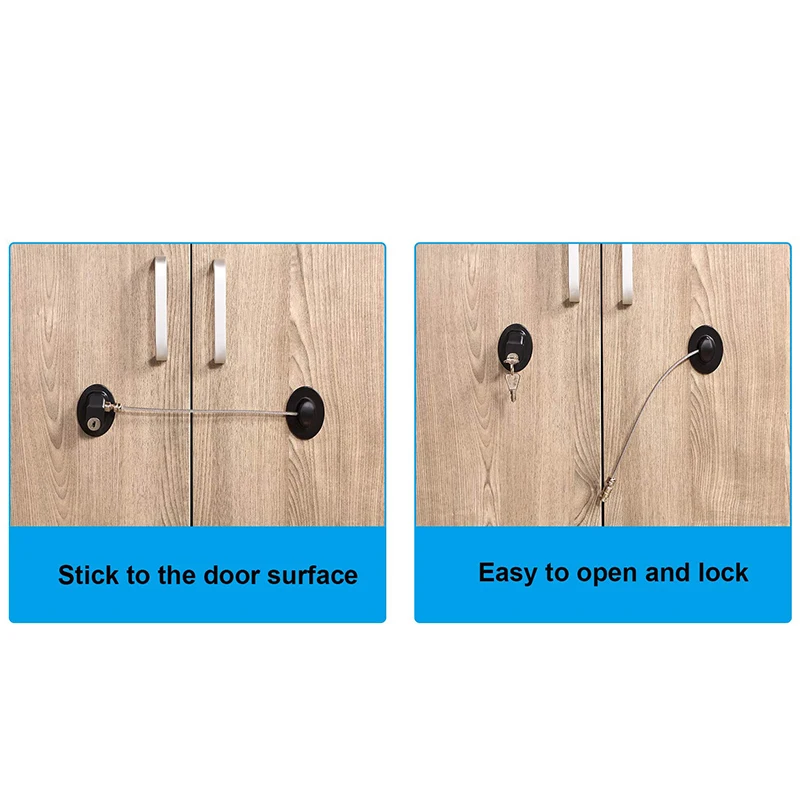 3 Pieces Refrigerator Door Lock Strong Adhesive Freezer Door Lock File Drawer Lock Child Safety Cupboard Lock with Key
