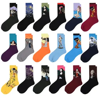 

5 Pair/SET Socks Women Hot Sale Retro Women New Art Van Gogh Mural World Famous Oil Painting Series Female Socks Funny Socks