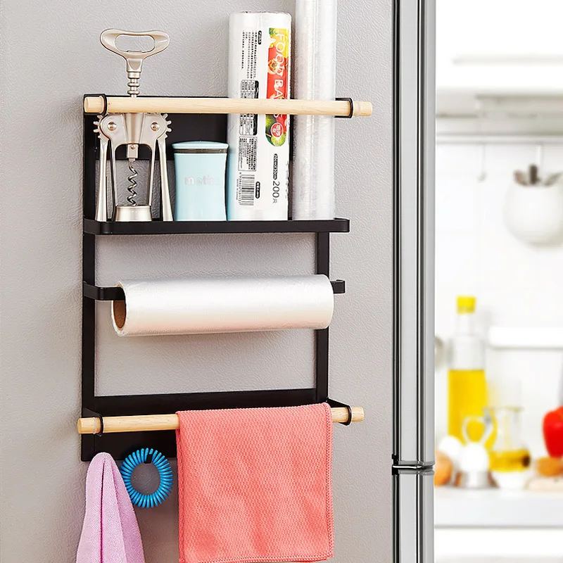 

Magnetic Sucker-Kitchen Storage Rack Refrigerator Paper Towel Wall Tableware Storage Debris Iron Absorption Type Storage Hook
