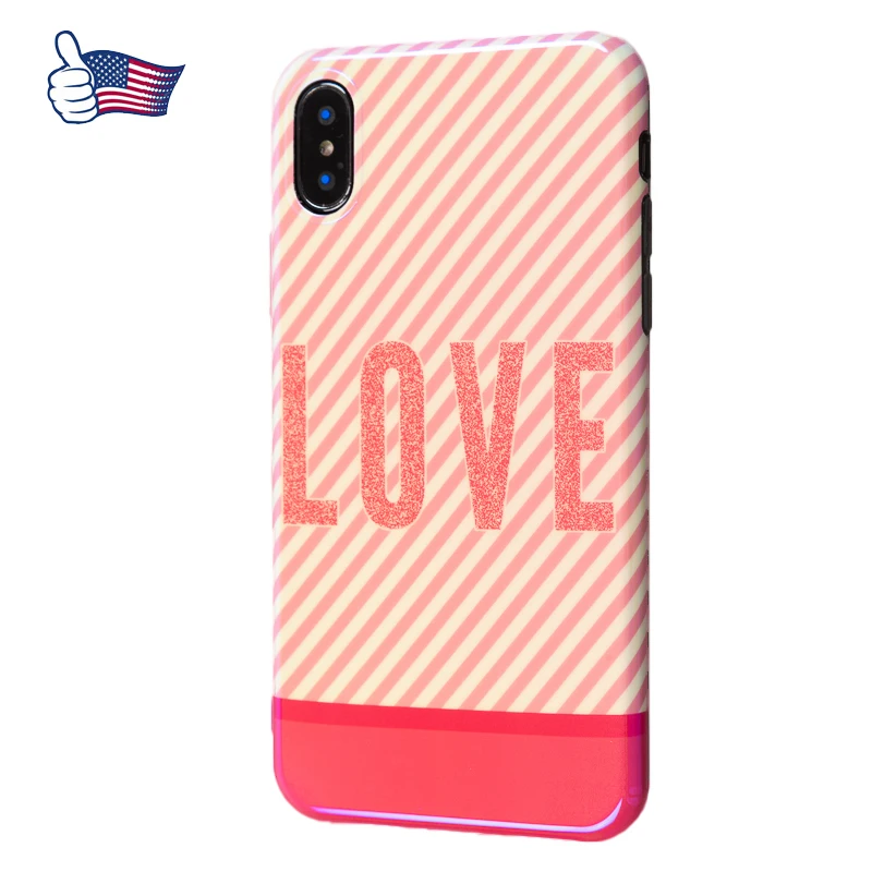

Luxury Glossy IMD Soft Silicone Case for Apple iPhone Case X 10 XS Max 7 8 Plus XR 6s 6 Cute Girl Hot Pink Stripes Pattern Cover