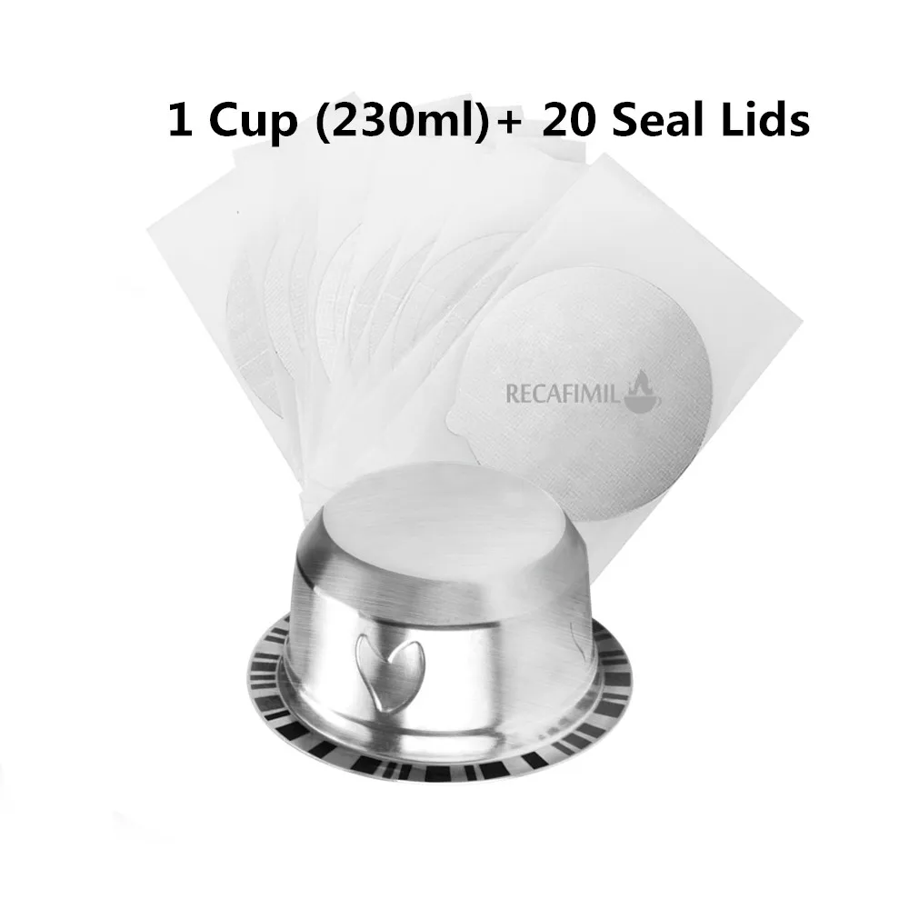 Для Nespresso Vertuoline кофе капсулы Pod нержавеющая сталь металлический кофе фильтр-чашка с алюминиевой крышкой - Цвет: 230ml