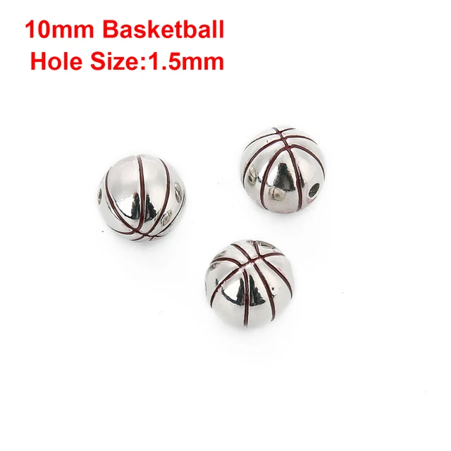 2pcs/lot Copper Rugby basketball baseball beads Copper Spacer Bead Fit DIY Sporting Jewelry Making For Sports Bracelet Warehouse Rhodium