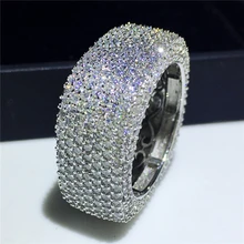 Потрясающие Роскошные ювелирные изделия 925 пробы серебро белый прозрачный фианит AAAA квадратный обещание Для женщин обручальное кольцо подарок