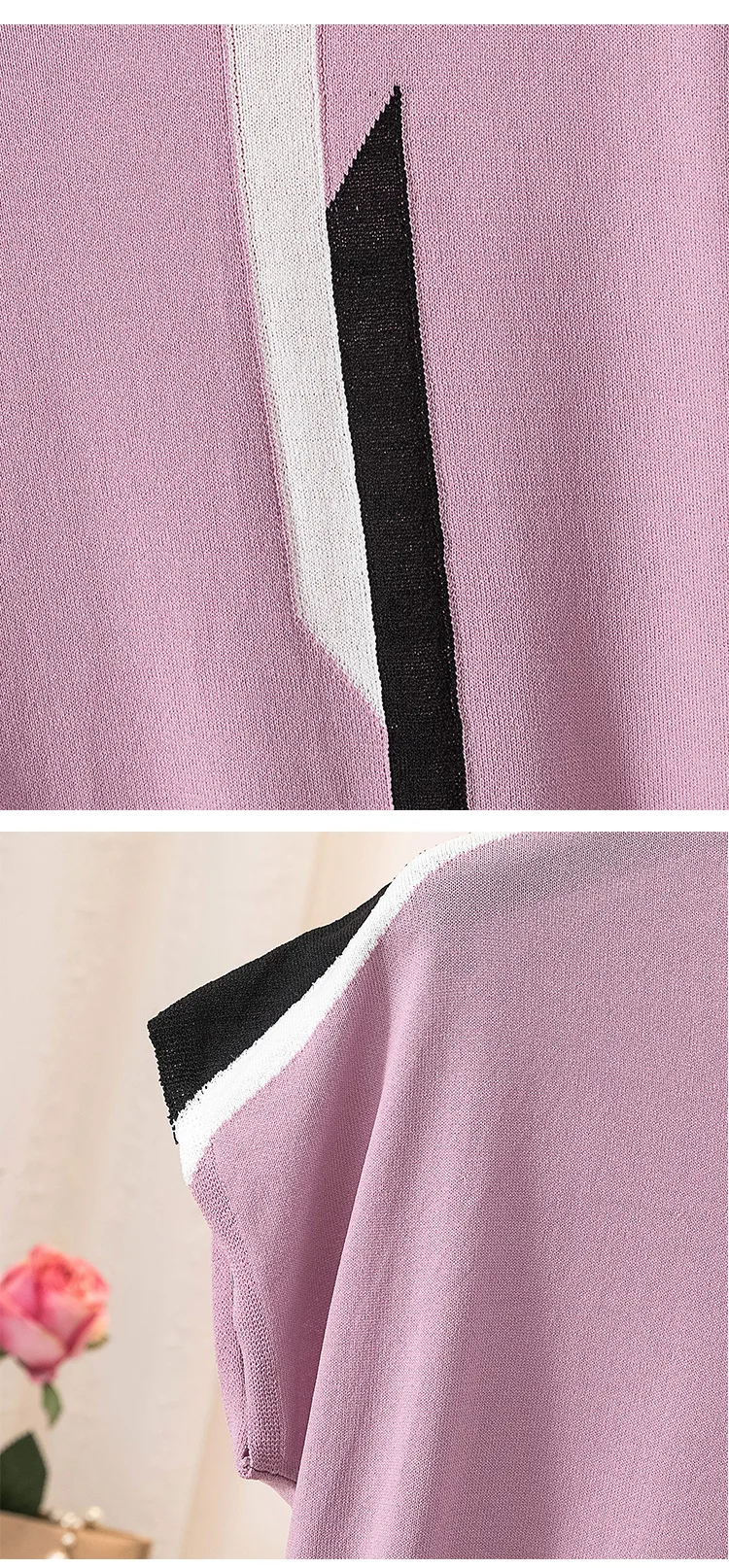 Large Size Dress Korean-style Half Sleeve Irregular Pattern Crew Neck Viscose Sweater Fat Mm Loose-Fit T-shirt