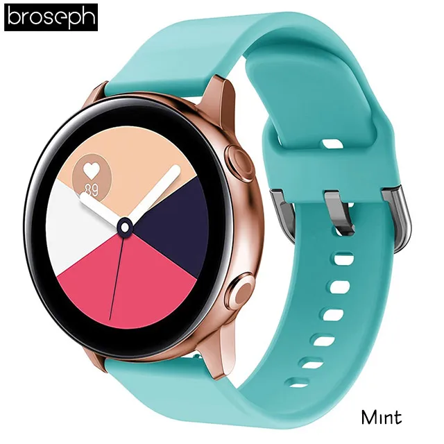 Mint 20 мм ширина ремешок для часов samsung Galaxy Watch Active 2 мягкие силиконовые ремешки для samsung Active аксессуары для умных часов - Цвет ремешка: Mint
