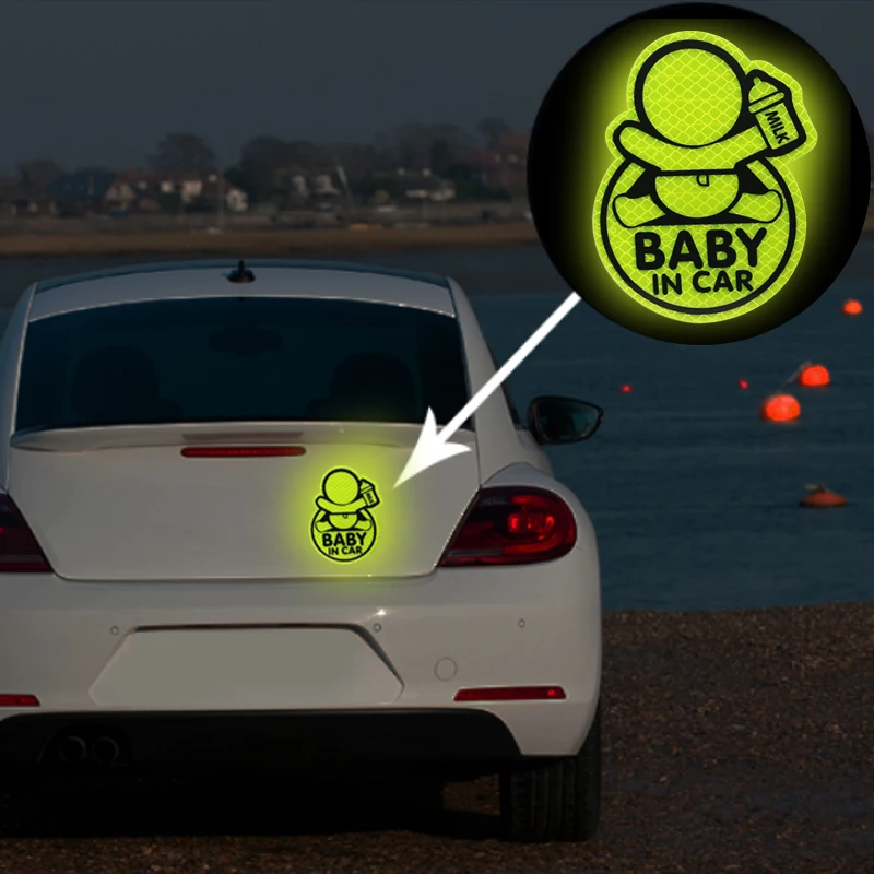 Car personality reflective sticker baby on car for Ferrari Porsche Audi BMW Toyota Honda Chevrolet Volkswagen Mitsubishi Nissan