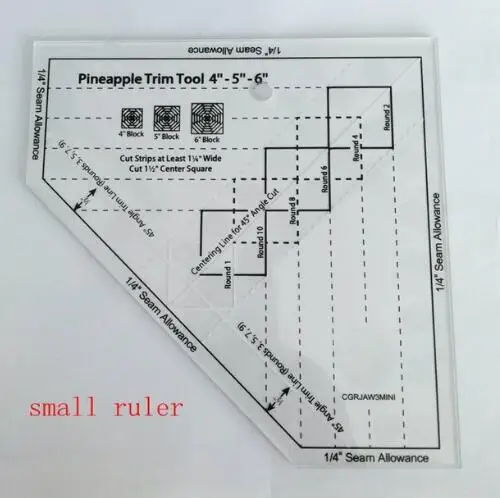 small ruler NON-SLIP линейка с ананасом, новая стеганая линейка, инструмент для отделки ананаса, шаблоны, Лоскутная линейка, линейка с квитером - Цвет: small ruler