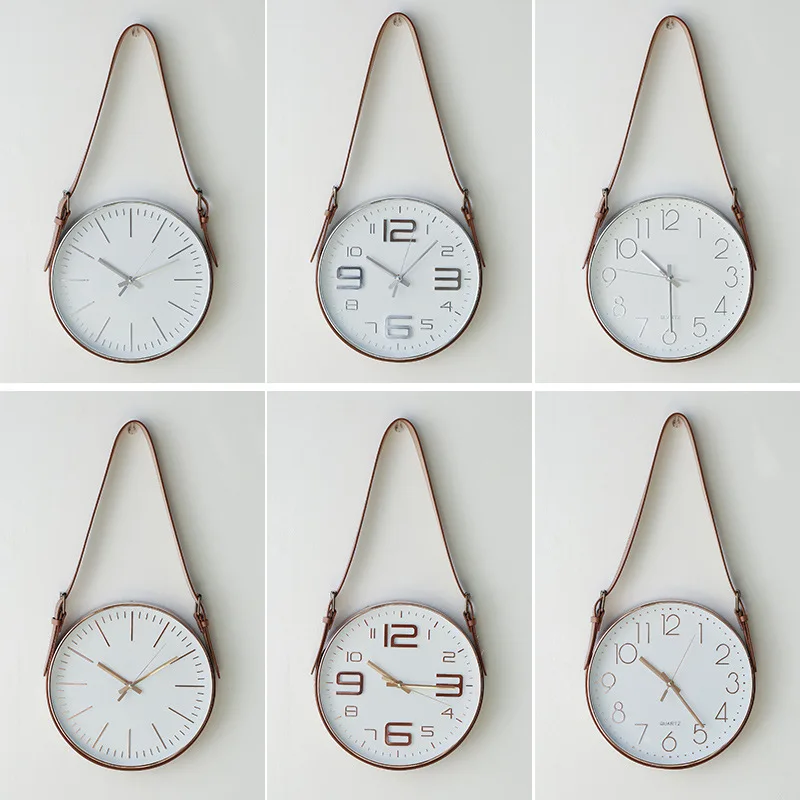 30cm Modern Decor Minimalist Belt Clocks Living Room Wall Fashion Soft Decorations Grill Bar Cafe Wall Atmospheric Wall Clock