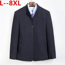 10xl 8xl 6xl 2019 casaco de lã de inverno de alta qualidade masculino casaco de lã casual gola fina casaco de lã de algodão masculino(China)