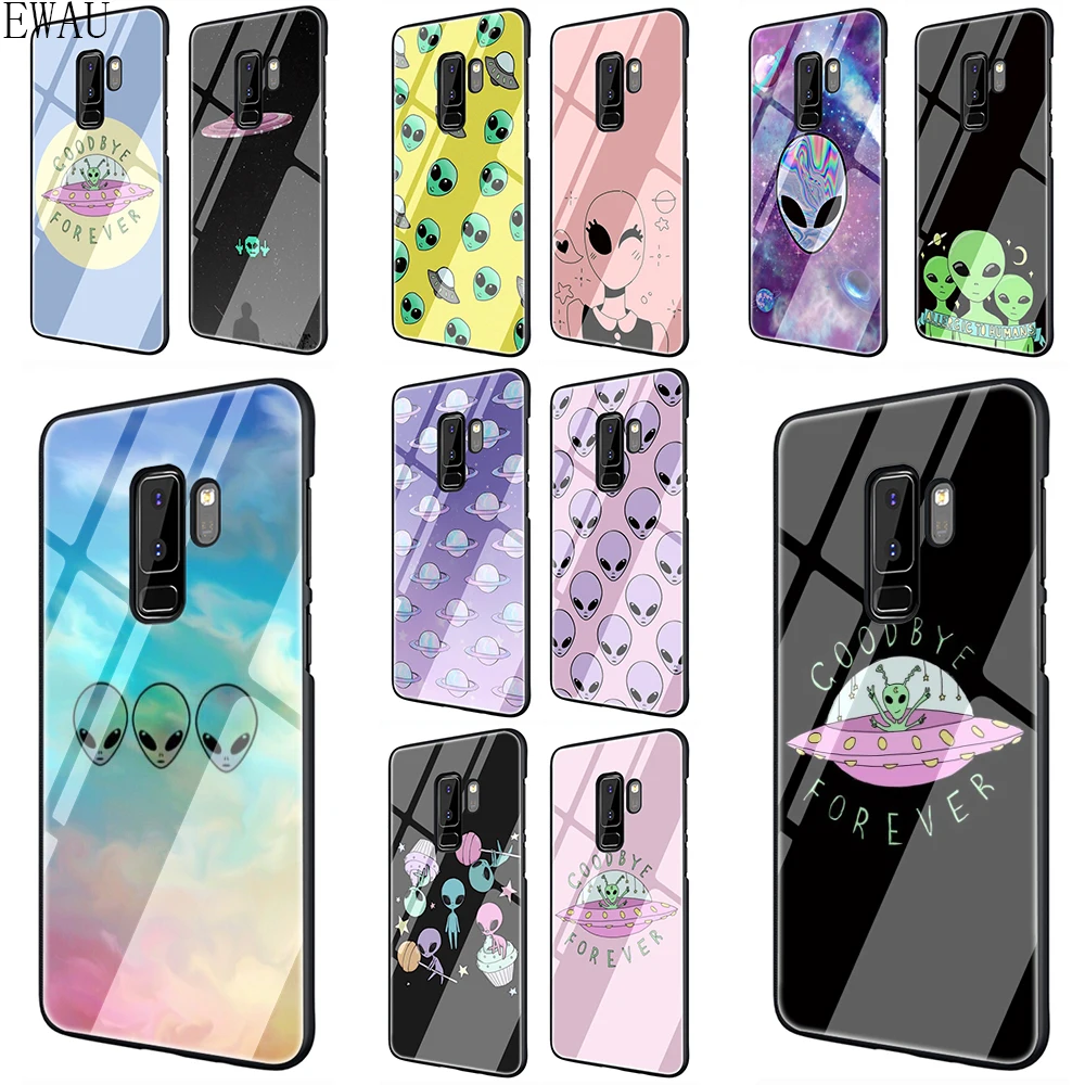 

EWAU Funny Alien Drawings of Aliens Tempered Glass phone case for Samsung S7 Edge S8 S9 S10 Note 8 9 10 plus A10 20 30 40 50 60 70