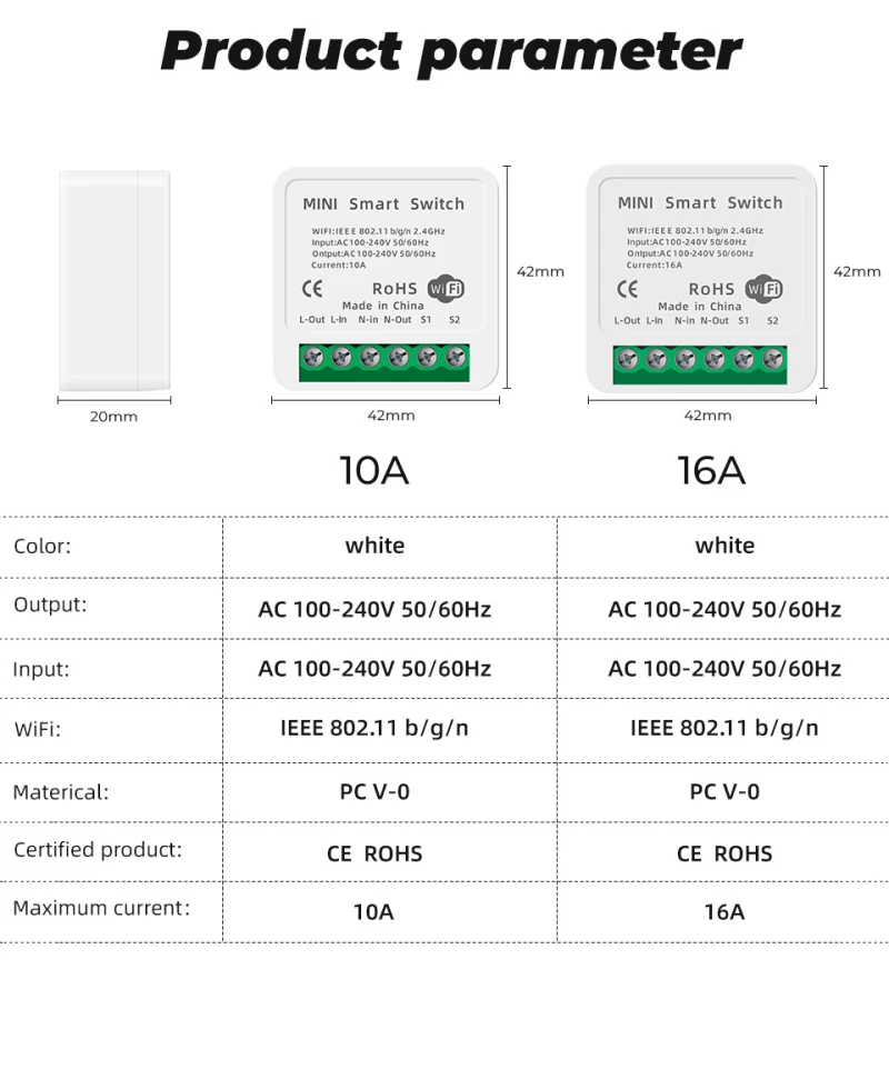 Interruptor de Luz Funciona com Alexa Mini Wifi Inteligente Faça Você Mesmo Disjuntor Módulo Vida - Tuya App Controle Remoto Google Casa 2 Vias 2.4ghz 16a 14 Cheap Módulos de automação residencial