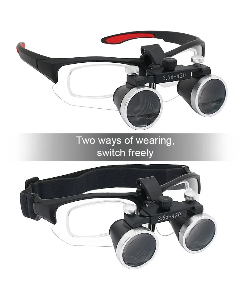 Vente De 3.5X420mm Loupe Binoculaire Chirurgicale Dentaire Bandeau En Cuir Lampe Frontale à Led Dy 108 1814
