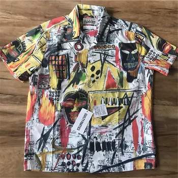 

Streetwear Graffiti Shirts Men Women 1:1 Best-quality Loose Casual Printing Shirt Top Tees