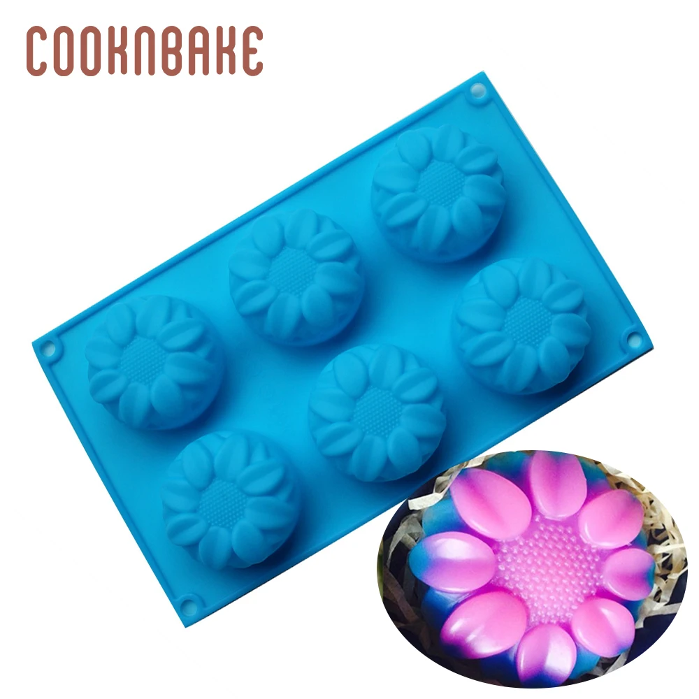 COOKNBAKE 6 решеток подсолнухи силиконовая форма для торта мыло ручной работы желе