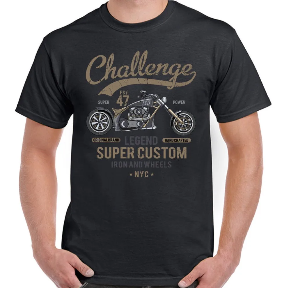 cheap Challenge Legend Super Custom Mens motor cycle T Shirt Motorbike Bike Chopper 2019 Summer New Men Funny Casual Brand Homme T shi