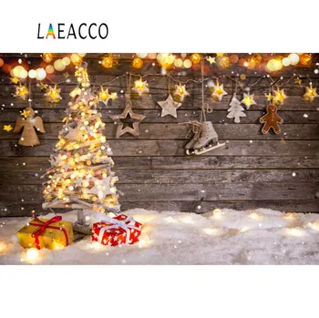 

Laeacco Merry Christmas Festivals Tree Snow Polka Dots Star Gift Party Baby Toys Portrait Photo Backgrounds Photography Backdrop