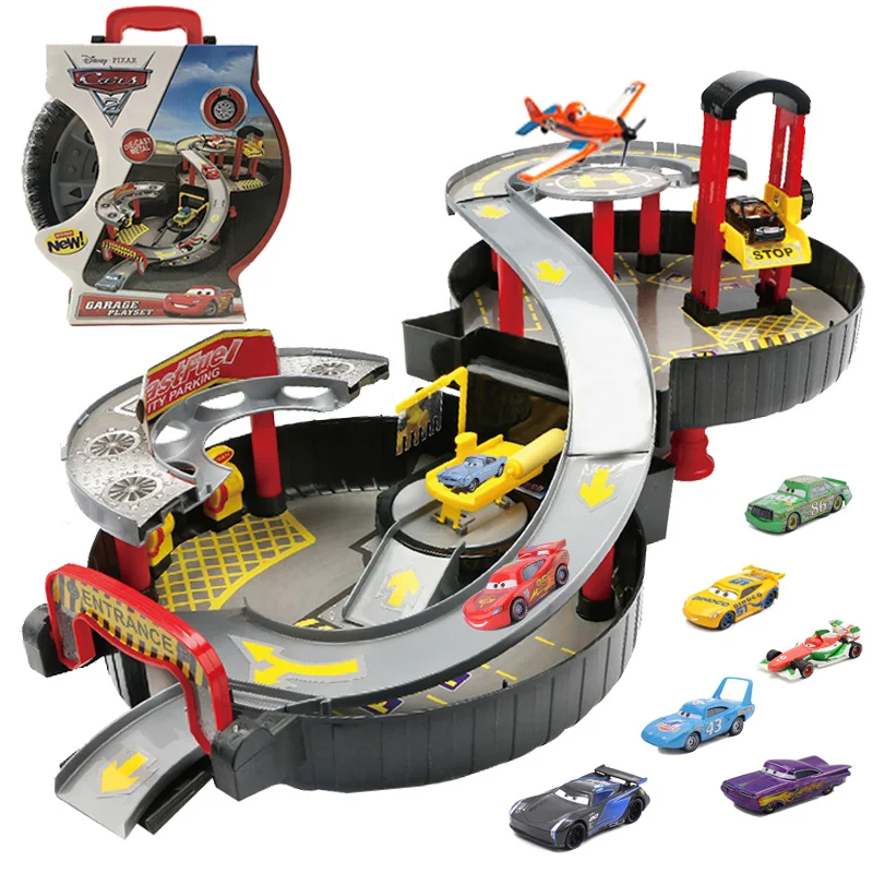 Disney Pixar Cars 2 Portable Double Layers Racing Track Toy Lightning Mcqueen Storm Jackson Diecasts Car Children Boy Gift | Игрушки и