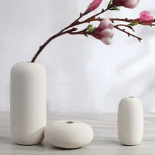 Керамическая ваза, украшение из трех предметов, украшение для дома, украшение для цветов, ремесла, белая ваза в скандинавском стиле, вставка для цветов