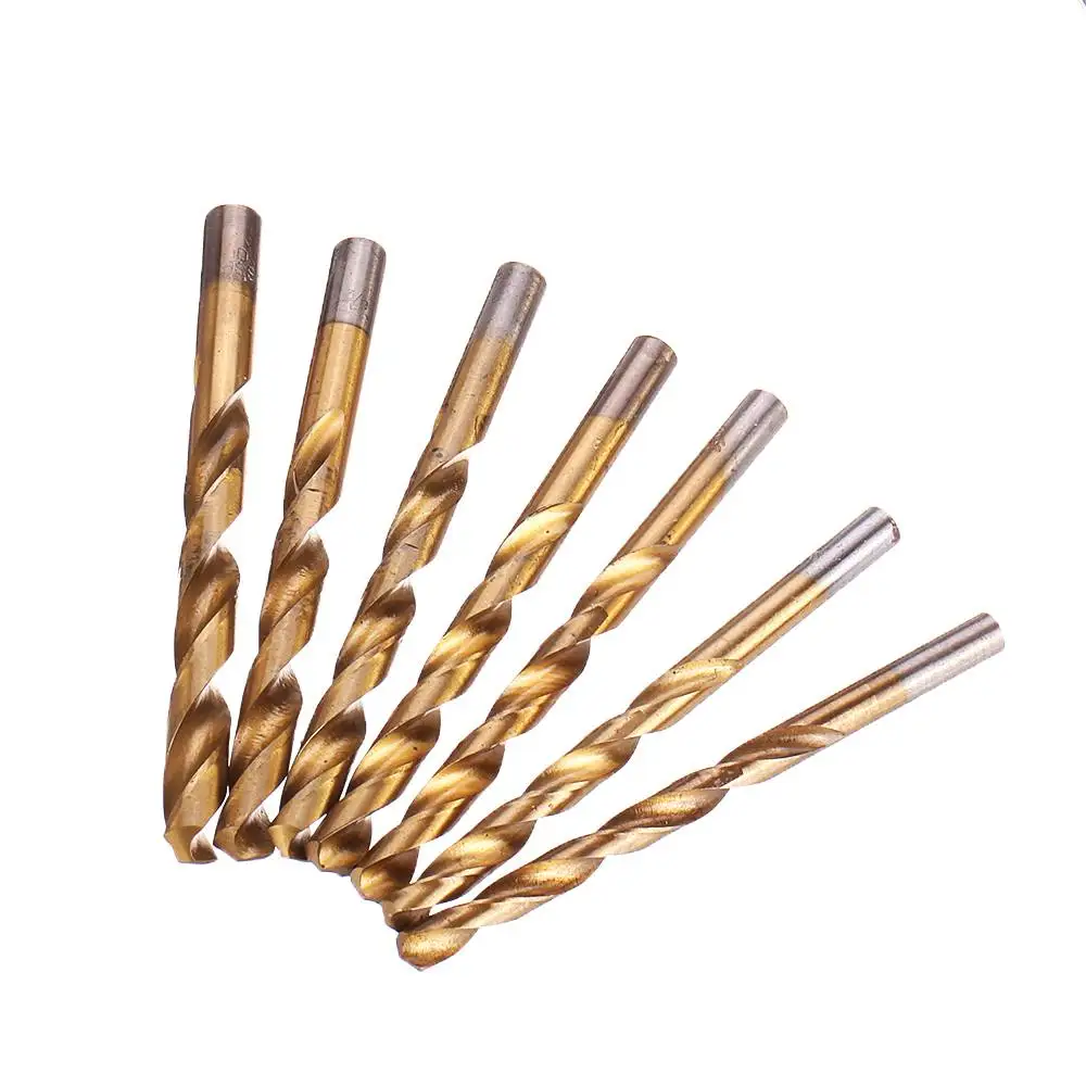 19Pcs M2 HSS 6542 Twist Drill Bit Set 1-10mm Titanium Coated Drill Bit with Metal Box for Wood Metal Drilling Tools Accessories