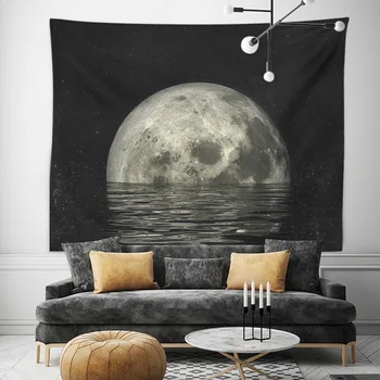 

-Style Modern Cool Black and White with Pattern Water Moon Decoration Tapestry Wall Hangers Beach Towel Shawl